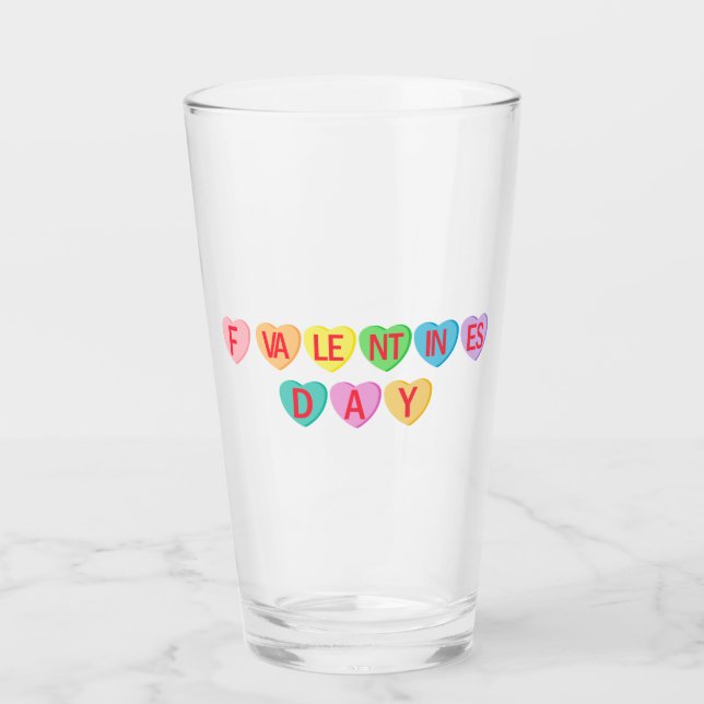 F VALENTINE'S DAY - Candy Hearts Banner Glass (Front)