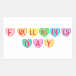 F VALENTINE'S DAY - Candy Hearts Banner Rectangular Sticker