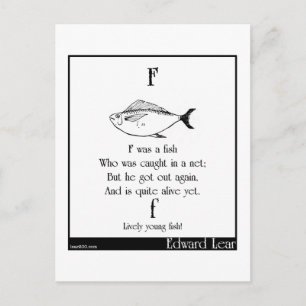 F was a fish postcard