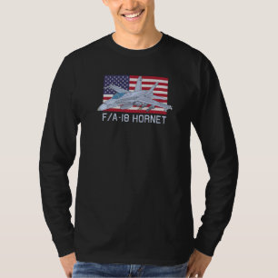 Fa 18 Hornet Jet Fighter Plane American Flag T-Shirt