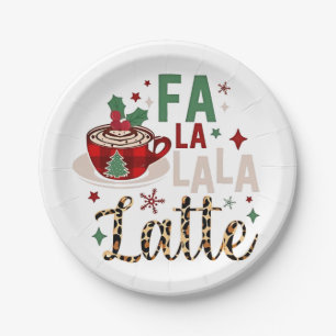 Fa Fa La La Latte Funny Christmas Santa Xmas Paper Plate