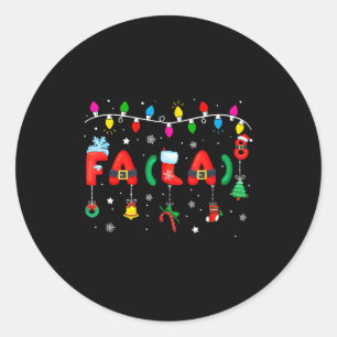 Fa (la) 8 Funny Christmas Lights Santa Fa La Math Classic Round Sticker
