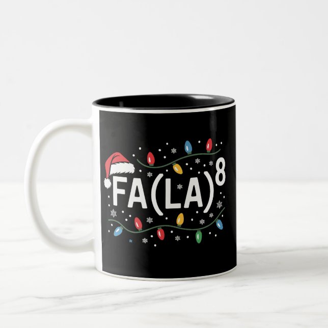 FA (LA)8 Funny Christmas Santa Fa La Math Teacher  Two-Tone Coffee Mug (Left)