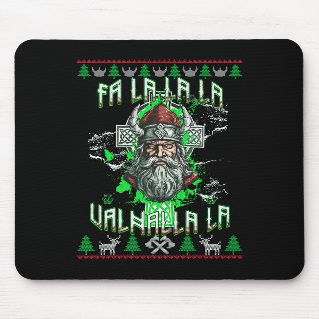 Fa La 8 Valhalla Santa Hat Viking Skull Christmas  Mouse Pad (Front)