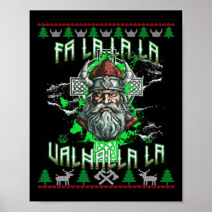 Fa La 8 Valhalla Santa Hat Viking Skull Christmas  Poster
