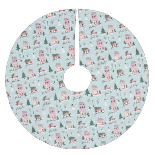 Fa La Home For The Holidays Town & Pink Retro Van Brushed Polyester Tree Skirt