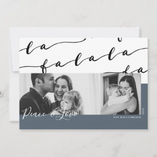 FA LA LA Black & Blue Typographic Christmas Photo Holiday Card
