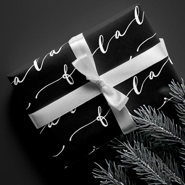 FA LA LA Black & White Calligraphy Christmas Carol Wrapping Paper Sheet (FA LA LA Black & White Calligraphy Christmas Carol Wrapping Paper Sheet)