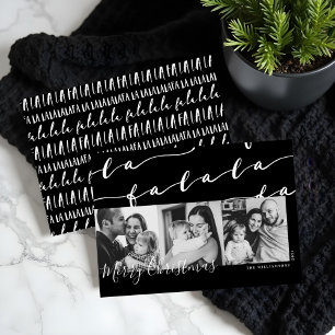 FA LA LA Black & White Typographic Christmas Photo Holiday Card