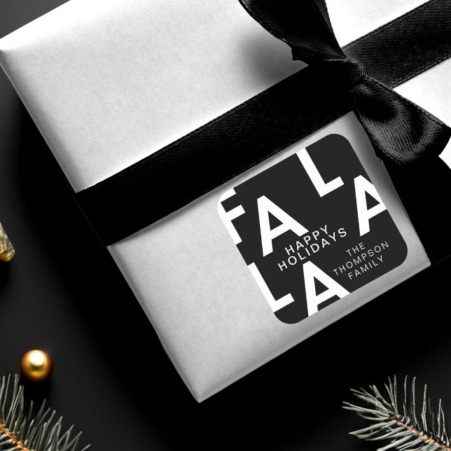 Fa La La Bold Letters Minimalist Modern Black Square Sticker (Fa La La Bold Letters Minimalist Modern Black Square Sticker)