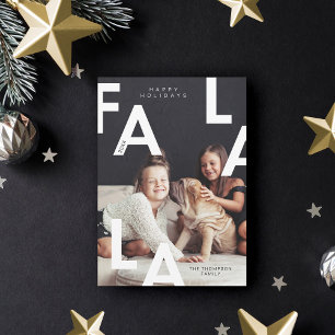 Fa La La Bold Letters Minimalist Modern Photo Holiday Card