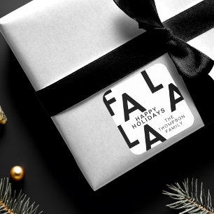 Fa La La Bold Letters Minimalist Modern White Square Sticker