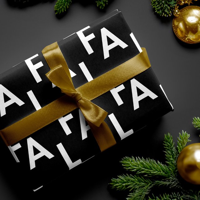 FA LA LA Bold Letters Modern Minimal Black & White Wrapping Paper (FA LA LA Bold Letters Modern Minimal Black & White Wrapping Paper)