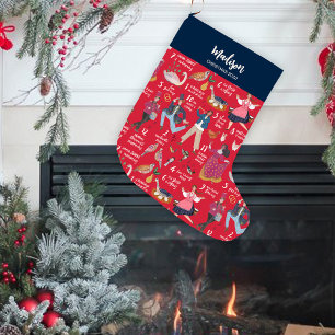 Fa La La Christmas 12 days of Christmas Red Large Christmas Stocking