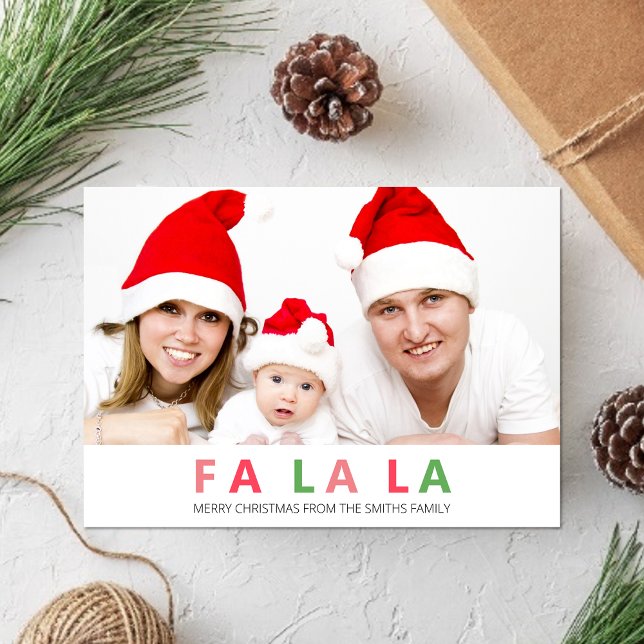 Fa La La Christmas Colourful Cute Family Photo Holiday Card (Creator Uploaded)