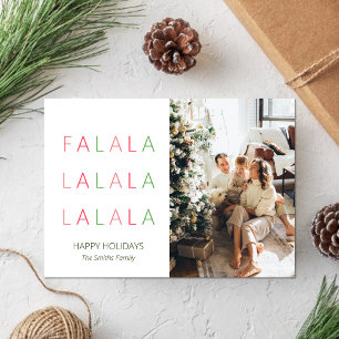 Fa La La Christmas Colourful Cute Fun Photo Holiday Card