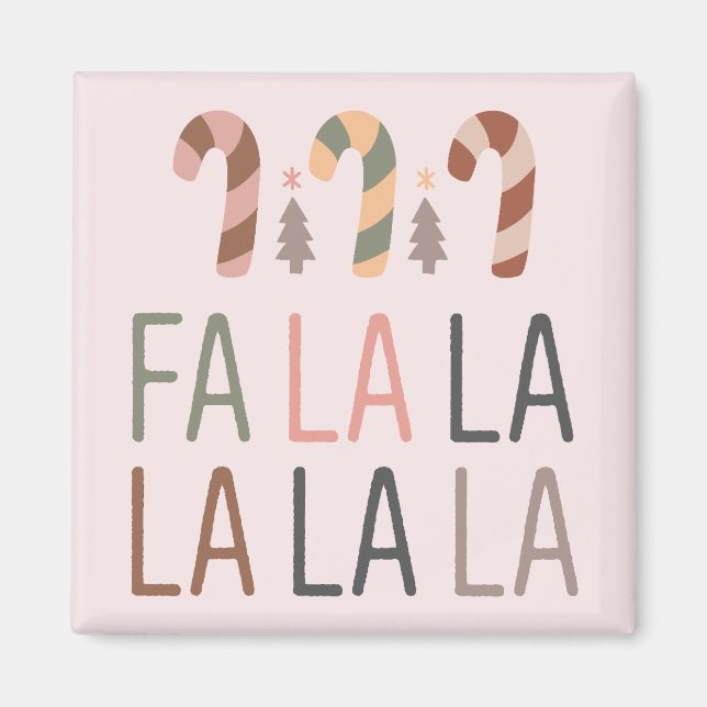 Fa La La Christmas Retro Boho Tree Candycane Magnet (Front)