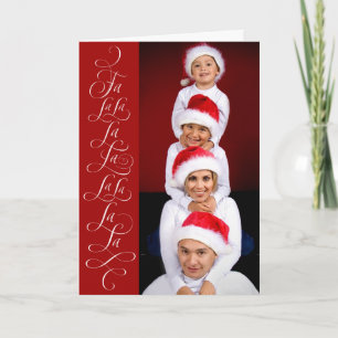 Fa la la - Christmas Song Carol Red - Family Love  Holiday Card