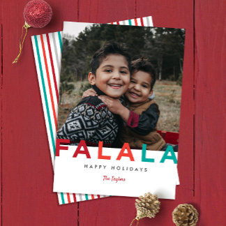 Fa La La Colourful Modern Bold Photo Holiday Card