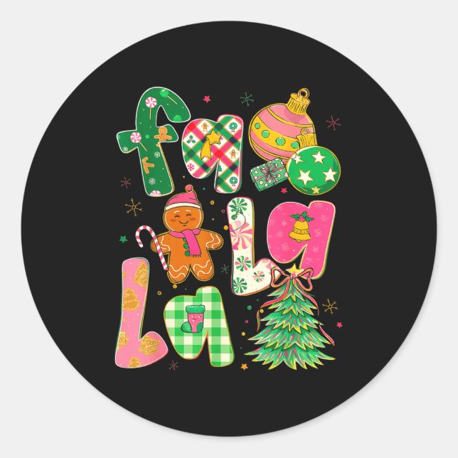 Fa La La Coquette Christmas Gingerbread Tree  Classic Round Sticker (Front)