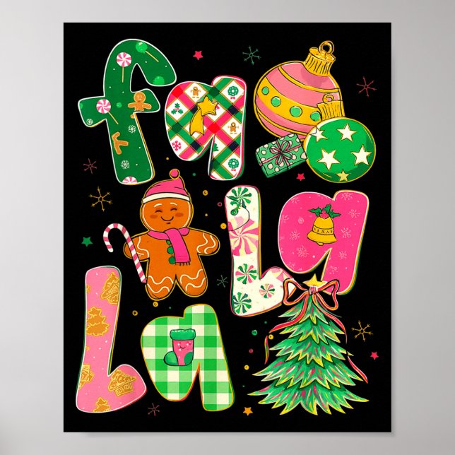 Fa La La Coquette Christmas Gingerbread Tree  Poster (Front)