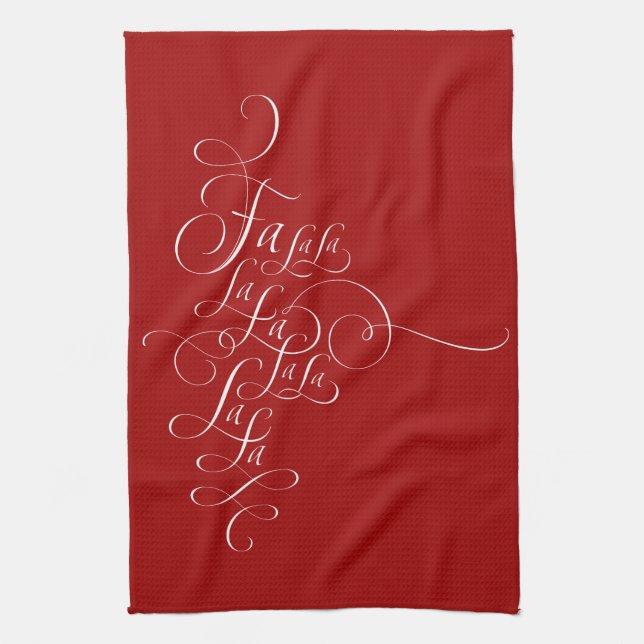 Fa la la - Deck the Halls - Christmas Calligraphy Tea Towel (Vertical)