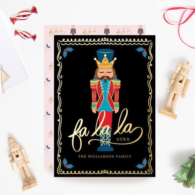 Fa La La Elegant Christmas Nutcracker Ballet Foil Holiday Card (Creator Uploaded)