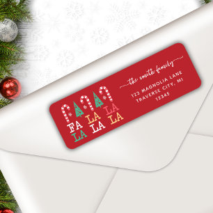 fa la la festive Christmas return address Label