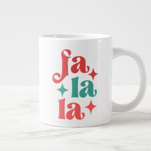 Fa La La - Festive Holiday Typography Design Large Coffee Mug
