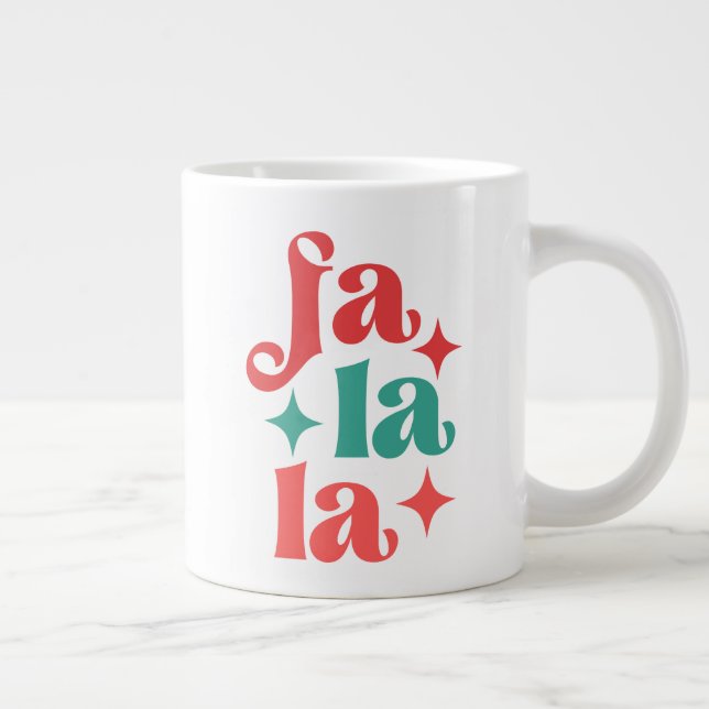Fa La La - Festive Holiday Typography Design Large Coffee Mug (Right)