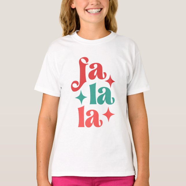Fa La La - Festive Holiday Typography Design T-Shirt (Front)