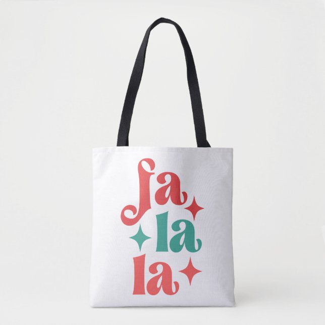 Fa La La - Festive Holiday Typography Design Tote Bag (Front)