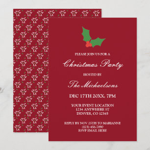 Fa La La Festive Holly Christmas Invitation