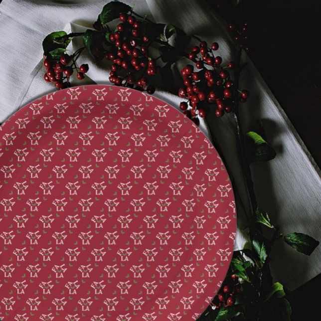 Fa La La Festive Holly Christmas Paper Plate (Creator Uploaded)
