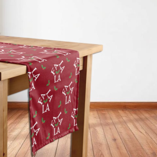 Fa La La Festive Holly Christmas Short Table Runner (Creator Uploaded)