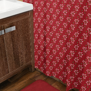 Fa La La Festive Holly Christmas Shower Curtain