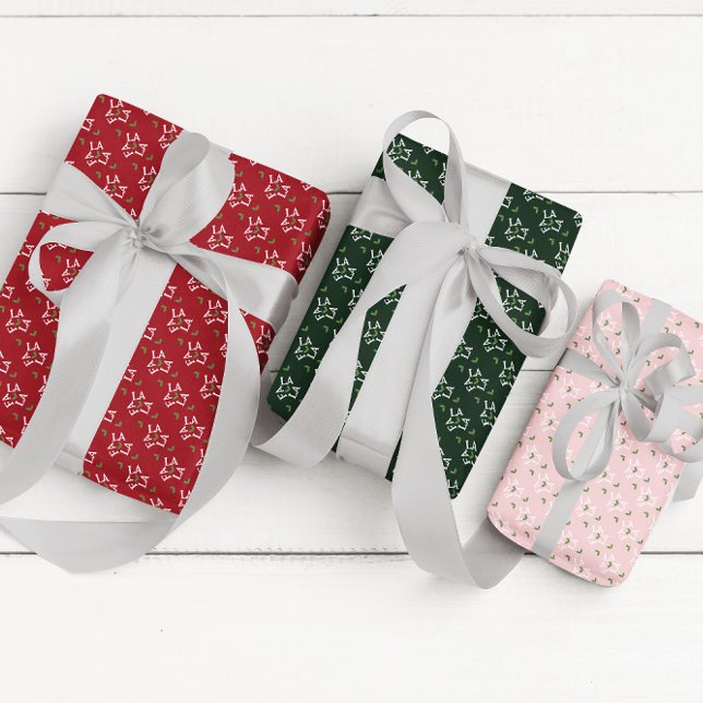 Fa La La Festive Holly Christmas Wrapping Paper Sheet (Creator Uploaded)