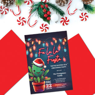 Fa la la Fiesta Cactus Christmas Party Invitation