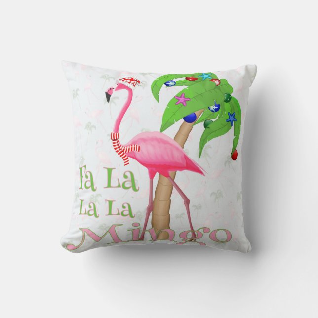 Fa La La Flamingo Xmas Cushion (Front)