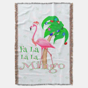 Fa La La Flamingo Xmas Throw Blanket