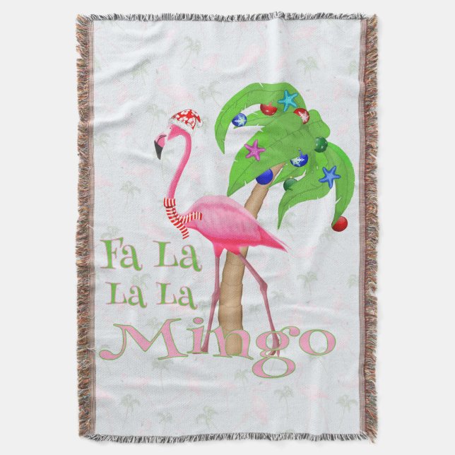 Fa La La Flamingo Xmas Throw Blanket (Front Vertical)