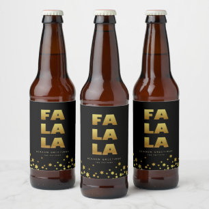 Fa La La Fun Christmas Black & Gold Beer Bottle Label