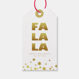 Fa La La   Fun Christmas White & Gold Mini Gift Tags