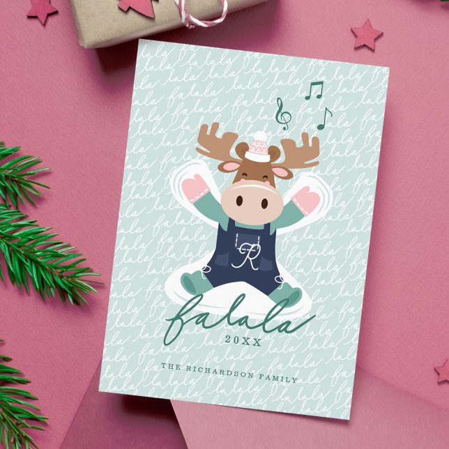 Fa La La Fun Cute Woodland Moose Snow Angel Holiday Card (Fa La La Fun Cute Woodland Moose Snow Angel Holiday Card)