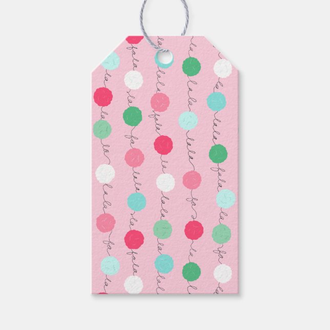 Fa La La Garland Gift Tag (Pink) (Front)