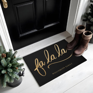 Fa La La Gold Script Typography Custom Family Doormat