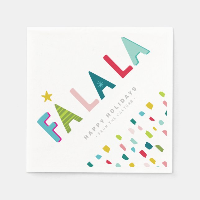 FA LA  LA HOLIDAY EATS fun bold bright colourful Napkin (Front)