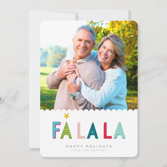 FA LA LA HOLIDAY PHOTO bold bright colourful dabs Announcement (Front)