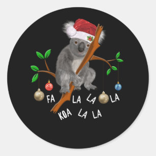 Fa la la Koala Cute Koala Bear in Christmas Classic Round Sticker