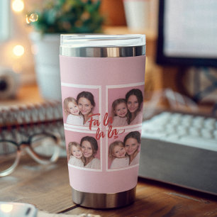 Fa La La La Blush Pink Christmas Photo Collage  Insulated Tumbler